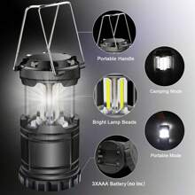 4 Packs LED Battery Operated Lights, Portable Survival Battery Powered Lamp, Camping Lantern, Suitable For Hurricane, Emergency, Storm, Outages, Outdoor Collapsible Lanterns, Outdoor Garden Lighting For Pathway, Yard, Patio