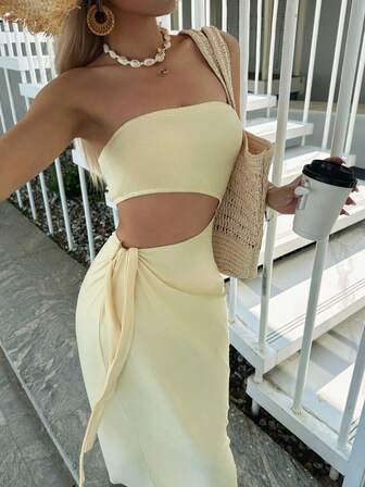 Nuevo vestido de verano ajustado y sexy de estilo europeo y americano con escote sin tirantes y espalda descubierta