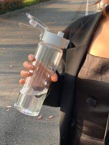 1 件便携式运动健身大容量透明杯，户外、旅行、办公室必备水瓶，大容量水杯，塑料，耐热，户外健身水瓶，防溢，男女通用，夏季