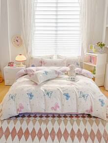 4PCS (1PC Duvet Cover+1PC Bed Sheet+2PCS Pillowcase) Student Dormitory Bunk Bed. - Multicolor - View 53