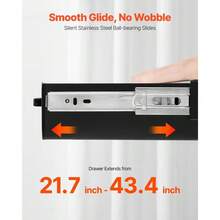 Wide Under Desk Drawer Slide Out, Under Desk Mounted Pull-Out Drawer Attachment, Hidden Desktop 2 Layer Storage Organizer, Under Table Pencil Drawer For Home Sit Stand Workstation, 18x9x8 In - 22inch - View 4