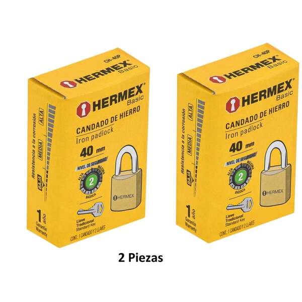 TRUPER KIT 2P Candado de hierro color latón 40 mm, corto, caja, BASIC