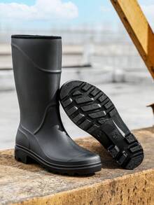 1 Pair Men's Mid-Calf Waterproof PVC Rain Boots, Durable For Beach, Water Activities, Rainy Days