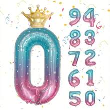 1 Stück Nummer & 1 Stück Krone Geburtstags-Jubiläums-Party-Luftballons (ohne Pumpe, Krone und Nummer separat erhältlich)