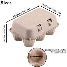 10 件纸浆 6 槽鸡蛋托盘，可重复使用的储物托盘，可容纳 6 个鸡蛋，冰箱纸盒纸架容器