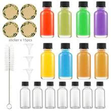 10 sztuk 2 Oz 60ml Mała przezroczysta szklana butelka z pokrywkami, puste pojemniki na napoje wielokrotnego użytku do soku, imbiru, olejków eterycznych, butelki na wodę do użytku na zewnątrz, do uprawiania sportu