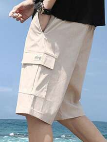 1 件男士轻便休闲工装短裤，透气，适合夏季户外 - 卡其色 - 查看 4