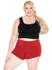 STRETCH IS COMFORT Women's And Plus Size Nylon Booty Shorts | Small - 3X - Red - View 3