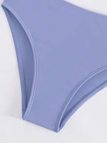 Summer New Solid Color 2 Pieces Halter Neck Backless Bikini Set, Beach Holiday Wear