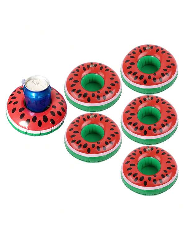 1/3/5pcs, Watermelon Inflatable Cup Holder, Inflatable Water Coaster Floating Drink Cup Holder, Drink Pool Floating Cup Holder, Suitable For Summer Party Decoration, Summer Pool Party, Bath, Hot Spring And Other Scenes