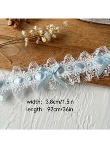 1/3/5M French Style Double Layer Satin Ribbon Embroidered Lace Trim With Cute Bow, DIY Wedding Dress Material, Fabric Lace Ribbon For Clothing, Hair Accessories, Home Decor, Multi-Color Options