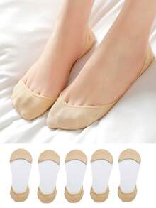 5双黑色隐形袜，纯色，百搭女士圣诞礼物 - 黑色 - 查看 7