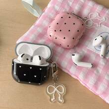 2 件套：黑色和粉色心形耳机盒 + 蝴蝶结吊坠，适用于 Apple Pro 2/Pro/3/2 - 粉色 - 查看 3
