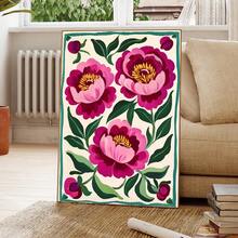 1 pieza Póster de arte de pared con pintura de lienzo de estilo bohemio con peonía rosa enmarcada/sin marco, obra de arte botánica minimalista floral abstracta vintage, adecuada para dormitorio, apartamento, sala de estar, decoración del hogar moderna - Multicolor - Ver 4