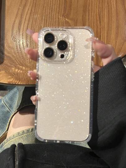 Minimalist Shockproof Thick Glitter Transparent Phone Case, Suitable For IPhone 17 Pro Max/17 Pro/17 Air/17/16 Pro Max/16/16 Pro/16 Plus/15/15 Pro Max/15 Plus 15 Pro/14 Pro Max/14 Pro/14/13 Pro Max/13/13 Pro/13 Pro Max/12/12 Pro Max/12 Pro/11/11 Pro Max/11 Pro, Soft Cover