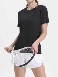 2 件黑色和橙色圆领跑步 T 恤，90 克专业运动面料，夏季运动短袖上衣