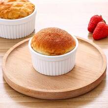 1 件/2 件白色陶瓷甜点/小模子杯，陶瓷材质圆形烤蛋杯，布丁杯烘焙纸杯蛋糕 DIY 蛋奶酥烘焙杯，甜点杯，微波炉和烤箱安全碗，厨房工具 - 白色 - 查看 4
