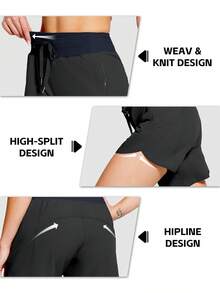 ZUTY 7" High Waisted Athletic Shorts For Women Running Workout Long Shorts With 3 Zipper Pockets Quick Dry, UPF 50+, Suitable For Travel, Walking - Black - View 4