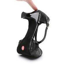 Damen Latein T-Strap Tanzschuhe Geschlossene Zehen Mode Salsa Tango Cha-Cha Ballsaal Performence Tanzschuhe Hochzeit Abend Party Silber 5cm Absatz 34-41EU - Schwarz 5cm Absatz - Übersicht 7