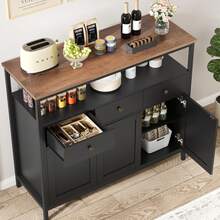 Furchen Aparador de Cozinha, Aparador de Sala, Aparador de Entrada, Armário de Cozinha, Armário de Cozinha, para Sala de Jantar, Sala de Estar, Cozinha com 3 Gavetas e 3 Portas, Prateleiras Ajustáveis, Branco, 108 x 38 x 98,5 cm