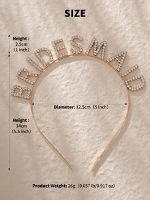 1 pieza Diadema de aleación con letra "DAMA DE HONOR" con strass, accesorio de calidad para fiesta de boda, dama de honor, accesorios para el Día de San Valentín - Plateado - Ver 6