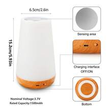 1pc LED Color Changing Desk Lamp, Wooden Grain Design, 13 Color Modes, Touch Sensor Night Light, USB Rechargeable, Eye-Caring Lamp, Touch Sensitive Mood Light, Suitable For Bedside, Study, Bathroom, Outdoor And More - Desk Lamp - View 4