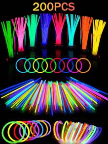 200 PCS Multicolor Glow Sticks Party Glow Stick,Party Decorations, Super Aid Stick,Colorful Wedding Glow Stick,Continuous Glow For 8~12 Hours, Suitable For Parties, Concerts, Bars, Nightclubs, Glow Stick, Glow Party Supplies, Glow In The Dark