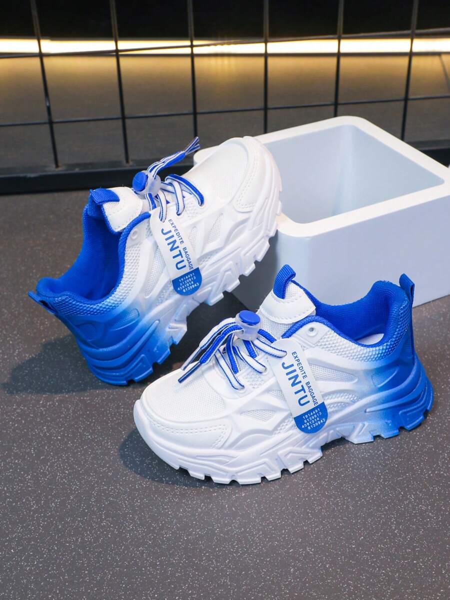 1 par de zapatos deportivos casuales de PU con degradado de color para niñas, aptos para uso diario, escuela, deportes, todas las estaciones - Multicolor - Ver 1