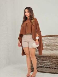 Batwing Sleeve Spandex Fabric - 鏽棕色 - 查看 2