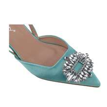 Women's Low Toe Slingback Square Buckle Heeled Sandals Stiletto Heels Slip On Party Dress Shoes Summer Shoes - Màu xanh Bạc hà - Xem 5