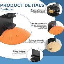 2 Peças Rack de Chapéu Montado na Parede com Caixa de Armazenamento, Rack de Chapéu de Beisebol de Plástico com Opções de Montagem com Cola e Parafuso para até 24 Chapéus, para Armários, Portas, Paredes, Mesas