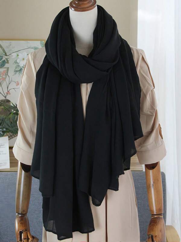 1 pieza Chal ligero de unicolor estilo balinés para mujeres, elegante y versátil pañuelo largo, adecuado para todas las estaciones, se puede usar como envolvente, pañuelo para la cabeza, excelente para viajar, citas, uso diario