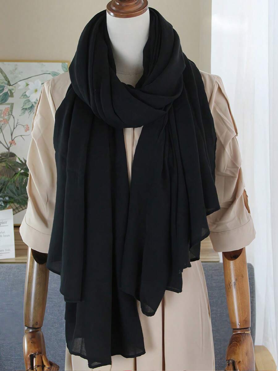 1 件女士纯色巴厘岛轻质披肩，百搭优雅长围巾，适合所有季节，可作为披肩、头巾佩戴，非常适合旅行、约会、日常穿着