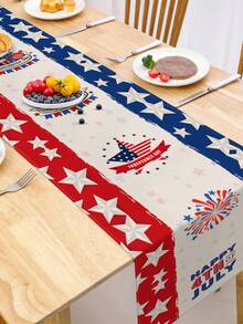 1pc American Flag Patterned Table Runner, Suitable For American Independence Day, Memorial Day, Home Kitchen And Dining Room Decor, Indoor/Outdoor Party Supplies, Daily Decoration, Room Decor - Multicolor - View 6