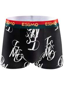 5pcs/Pack Men's Basic Graffiti Printed Seamless Boxer Briefs, Gift Set, Suitable For Summer - Multicolor - View 6