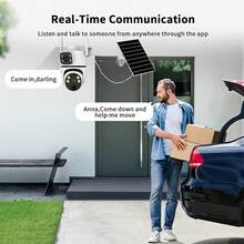 Cámara de seguridad inalámbrica de alta definición 1080P, para exteriores PTZ con audio bidireccional, detección de movimiento, giro-inclinación de 360°, visión nocturna a color, lente gran angular, PIR, montaje en pared, alimentada por energía solar con batería de litio, control remoto, sistema de monitoreo doméstico inteligente con control de aplicación, WiFi de 2.4G/5G, LED para monitoreo de bebés y mascotas - Blanco - Ver 6