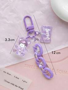 1 件可爱亚克力链蓝牙耳机保护套，熊装饰钥匙扣吊坠，时尚包袋配饰汽车配饰包袋饰品学校卡通哥特 Y2k 圣诞礼物创意