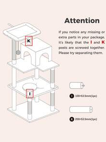 PAWZ Road 45.7" Cat Tree For Indoor Cats, 5-Level Cat Tower For Large Cats With Metal Frame Large Hammock (17.7"X15.7"), Cat Condo With (15.7"X9.5") Big Top Perch & 4 Sisal Covered Scratching Post, Black - 黑色 - 查看 8