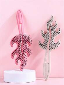 1pc Leaf Hollow Comb For Girls Portable Rib Comb Hairdressing Hair Styling Massage Comb Daily Necessities - Multicolor - View 4