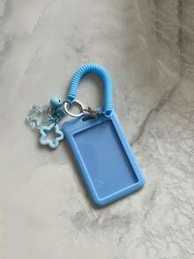 1PC 3-Inch ID Protective Cover,Transparent Acrylic Spring Wristband Card Holder,Transparent Shooting Star Standing Card Sleeve With Keychain - Protective Clear Plastic Cover,Transparent Wave-Shaped Photocard Holder For Student Bus ,Campus Lunch Card,Lightweight Durable Keychain Pendant With Spring Attachment ,Cute Accessory For Everyday Use,Student Card Holder - Multicolor - View 12