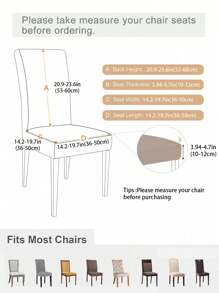 1/4 piezas Funda de silla de unicolor de chenilla con volantes en la parte inferior, elástica