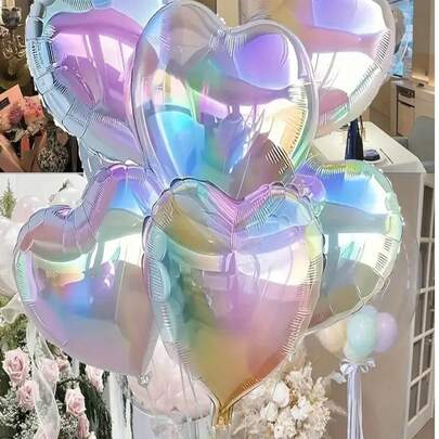 Bóng bay hình trái tim óng ánh, 5/10/20 quả bóng bay hình trái tim óng ánh 18 inch làm từ màng polyester heli dùng để trang trí tiệc sinh nhật, kỷ niệm, đám cưới, đính hôn, vũ trường