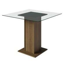 Madesa Comedor Mesa Cristal 4 Sillas Noemí Marrón/Plata - Marrón y gris - Ver 6