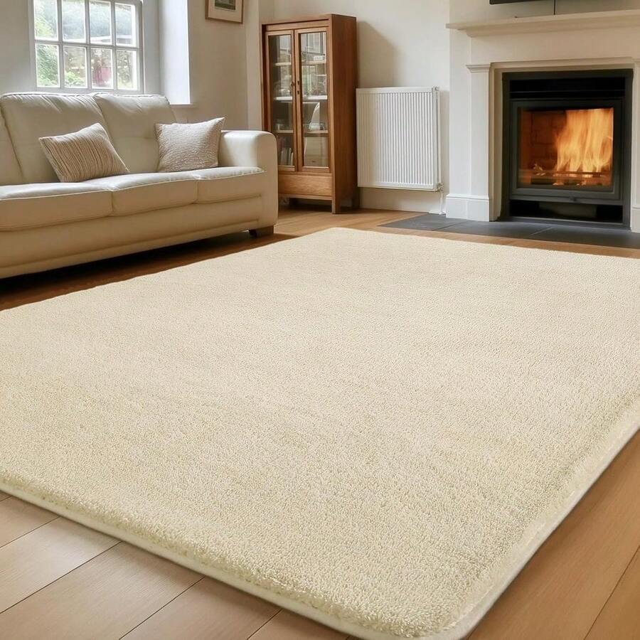 Deluxe Edition  Lemon Carpet Rugs Living Room Large 200x290, Grey Rug For Bedroom Washable Area Rug Anti Slip Fluffy Rug Shaggy Cream Carpets Extra Large Rugs For Living Room Kids Room - Milky White - View 1