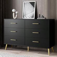 Modern 6-Deep Drawer Dresser For Bedroom, Wide Chest Of Drawers With Gold Handles - Ideal For Master & Guest Bedrooms, Offering Ample Storage Space