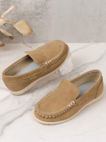 Giày lười nam phong cách Anh nhẹ và thoải mái mới cho trẻ em, giày lười đế mềm chống trượt, thích hợp cho trong nhà/ngoài trời, đám cưới, tiệc tùng, trường học, biểu diễn - Màu Khaki - Xem 2