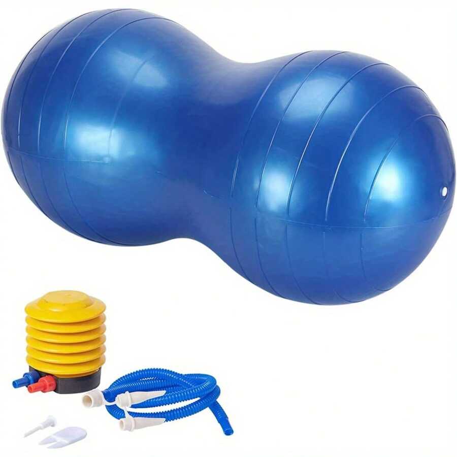 Peanut Ball – Sensory Exercise Ball For Therapy, Yoga, Pilates & Core Training, Ideal Equipment For Physical Therapy And Wellbeing Development - Blue with Pump - View 1