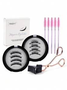 MAGEFY 2 Pairs Manga Reusable Magnetic Suction False Eyelash Mixth Kit,Equipped With Magnetic Clips+With 5 Pcs Eyelash Curler,1 Boxes Magnetic False Eyelashes+1 Boxes Magnetic Half Eye False EyelashesNatural Looking - 眼尾拉長款 - 查看 2
