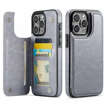 Wefor Luxury Genuine Leather Wallet Phone Case, Compatible With IPhone 16e/16/15/14/13/12/11 Pro Max/SE/X/XR/XS Max/8/7/6/6S Plus, And Galaxy S25/S24/S23/S22/S21/S20 Ultra/A13/A14/A15/A35/A53/A54/A55/S23 FE/S24 FE. With Kickstand And Card Slots, Shock-Proof, Waterproof, Drop-Proof, Scratch-Resistant, Full-Body Design.