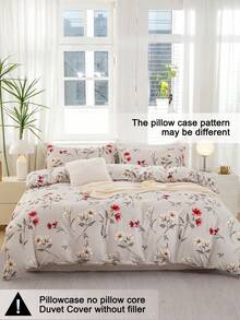3pcs/Set Floral Pattern Duvet Cover Set(1 Duvet Cover & 2 Pillowcase)Soft And Skin-Friendly Duvet Cover Bedding Set For Home, All Season Bed Sheets Set
